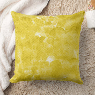 Bold Mustard Yellow Watercolor Texture Cushion