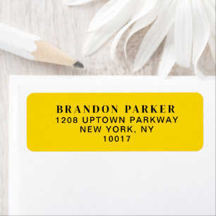 Bold Mustard Yellow with Black Text  Return Address Label