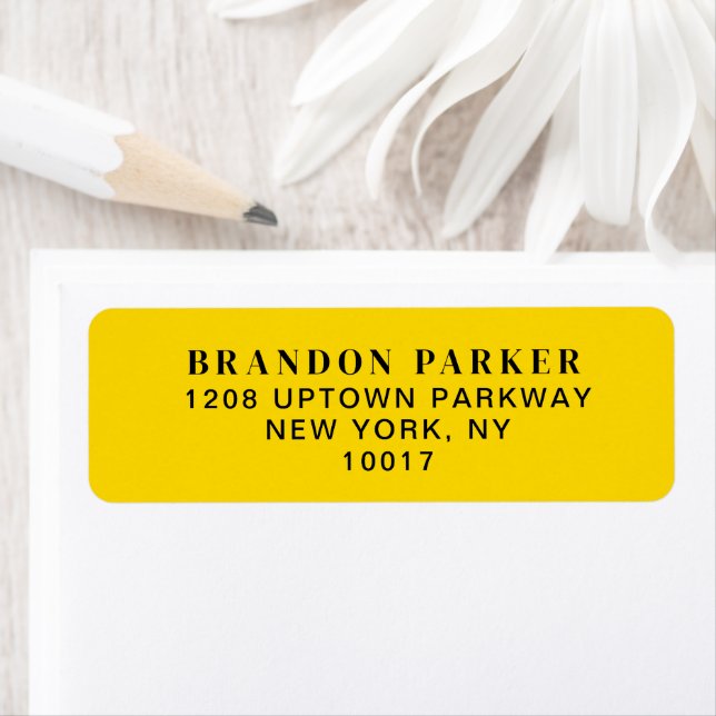 Bold Mustard Yellow with Black Text  Return Address Label (Insitu)