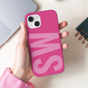 Bold Name Initials Girly Hot Pink Custom Monogram  iPhone 16 Pro Max Case