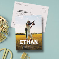 Bold name one photo sporty graduation invitation