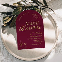 Bold Names Arch Burgundy Chartreuse Wedding