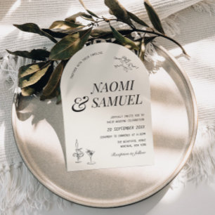 Bold Names Arch Charcoal Wedding Invitation