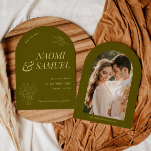 Bold Names Arch Olive Green Wedding Save The Date