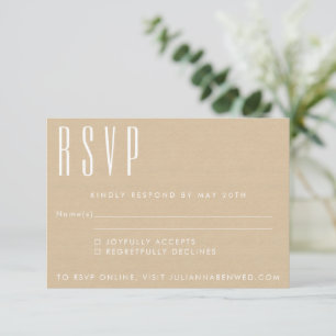 Bold Names Retro Typography Beige Kraft Wedding RSVP Card
