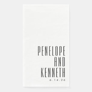 Bold Names Retro Typography Wedding Classic White Napkin
