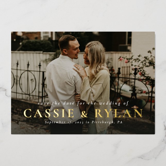 Bold names simple one photo save the date (Front)