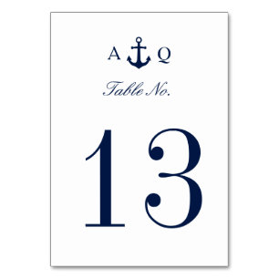 Bold Nautical Style Minimal Wedding Table Number
