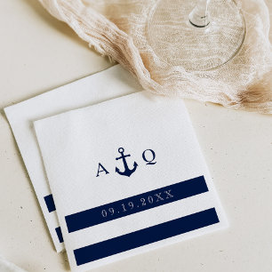 Bold Nautical Theme Monogram Wedding Napkin