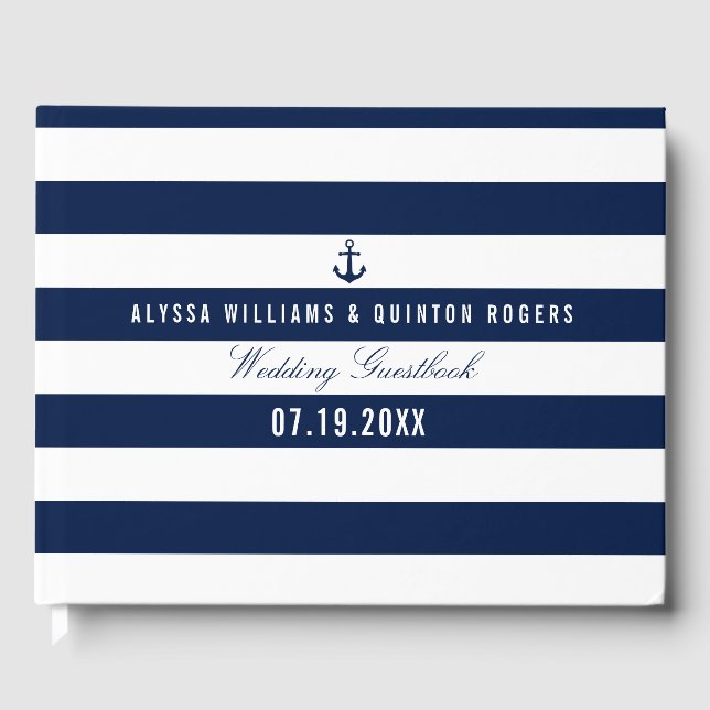 Bold Nautical Theme Wedding Guestbook (Front)