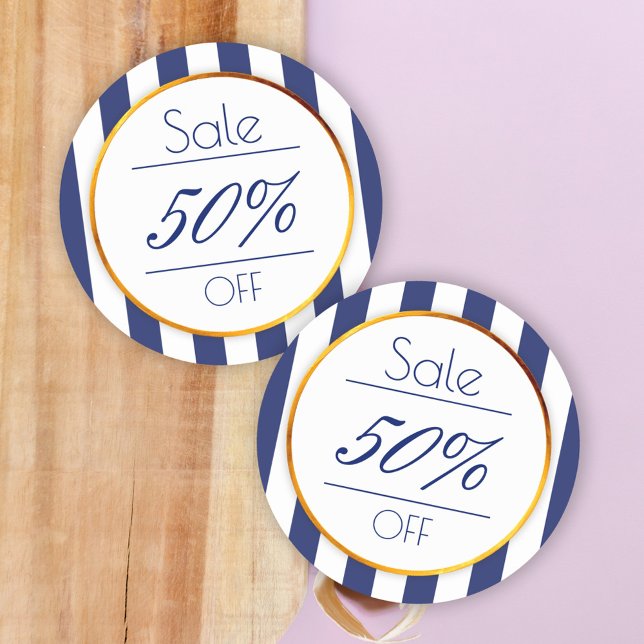 Bold navy blue gold store promotion sale sticker (Creator Uploaded)