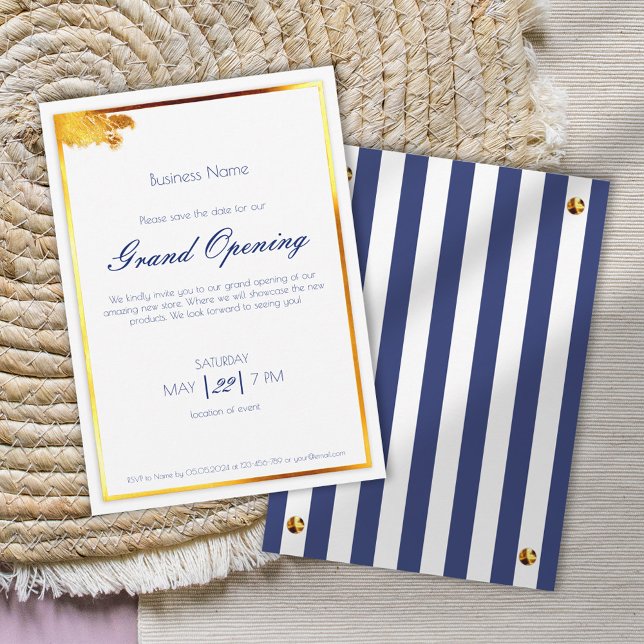 Bold navy blue gold versatile boutique event invitation (Creator Uploaded)