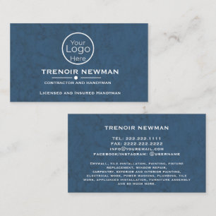 Bold Navy Blue Professional Handyman Services Business Card