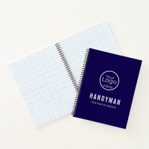 Bold Navy Blue Professional Handyman Services Notebook