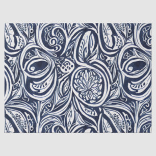 Bold Navy Rust Abstract Classy Botanical Pattern Tissue Paper