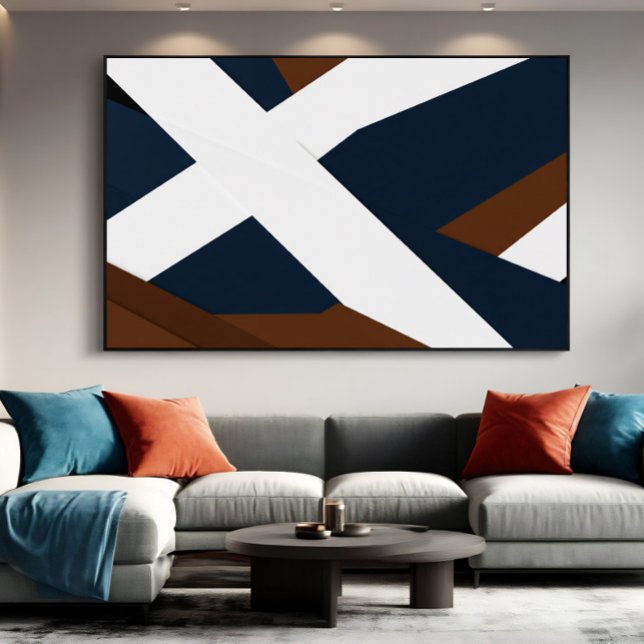 Bold Navy White Brown Layered Abstract Poster (Creator Uploaded)