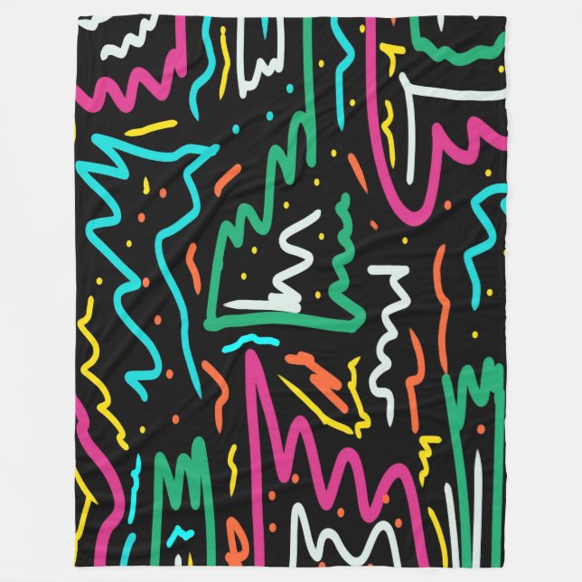 Bold Neon Contrast Party Abstract Fleece Blanket (Front)