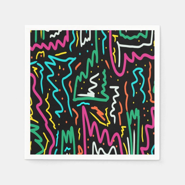 Bold Neon Contrast Party Print Napkin (Front)