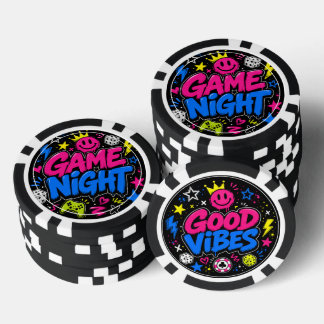 Bold Neon Graffiti Game Night Poker Chips