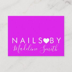 Bold Neon Heart Makeup Artist Nail Salon Business Card