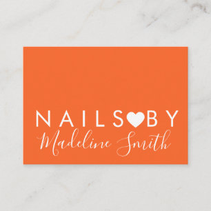Bold Neon Heart Makeup Artist Nail Salon   Business Card