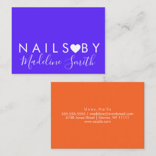 Bold Neon Heart Makeup Artist Nail Salon   Business Card