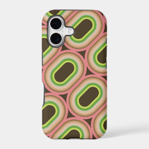 Bold Neon Pink & Green Rings Abstract Pattern Case