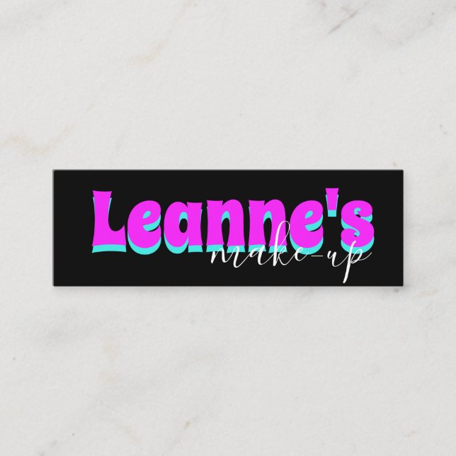 Bold Neon Pink Makeup Salon Nails Eyelashes Mini Business Card (Front)