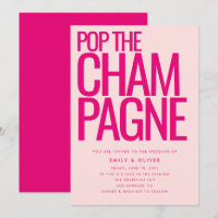 Bold Neon Pink Pop the Champagne Modern Wedding
