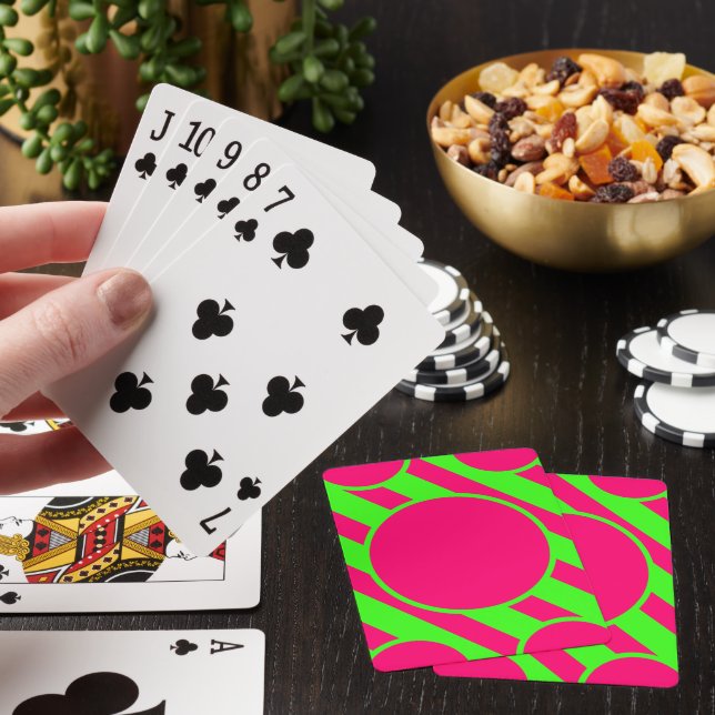 Bold Neon Stripes Circle Cards – Customisable (In Situ)