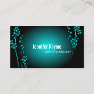 Bold Night Club Business Card Modern Aqua Black