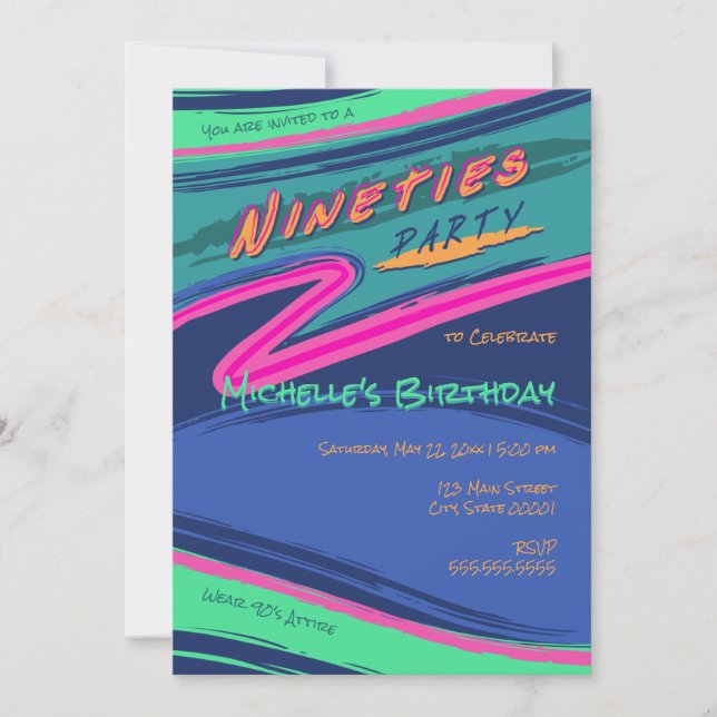 Bold Nineties Party Invitation (Front)