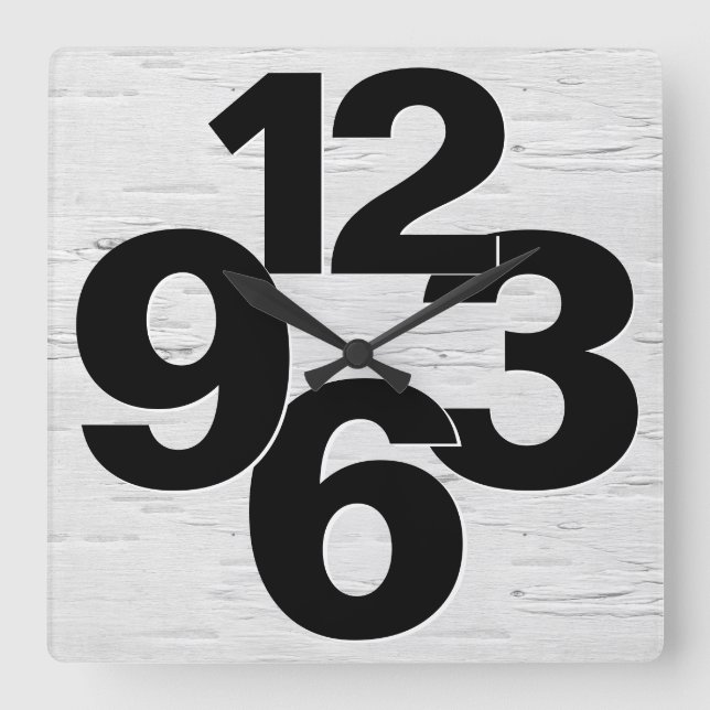 Bold Number Face On Birch Square Wall Clock (Front)