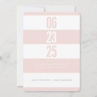 BOLD NUMBER STACK blush white stripe save the date