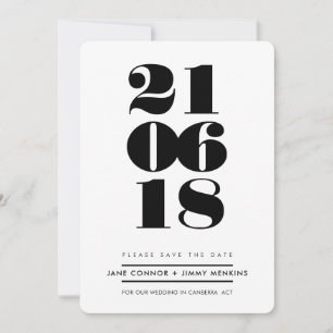 BOLD NUMBER STACK minimal black save the date