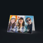 Bold Numbers Photo Collage Happy Birthday Script Card<br><div class="desc">Create your own unique happy birthday wish for a family member or friend with a modern 3 photo collage personalised name folded greeting card. The pictures and all wording on this template are simple to customise. The colours, font styles and overlay opacity are easy to change with the Zazzle Design...</div>