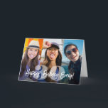 Bold Numbers Photo Collage Happy Birthday Script Card<br><div class="desc">Create your own unique happy birthday wish for a family member or friend with a modern 3 photo collage personalised name folded greeting card. The pictures and all wording on this template are simple to customise. The colours, font styles and overlay opacity are easy to change with the Zazzle Design...</div>