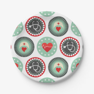 Bold Nurse Pattern - LPN RN Healthcare Paper Plate