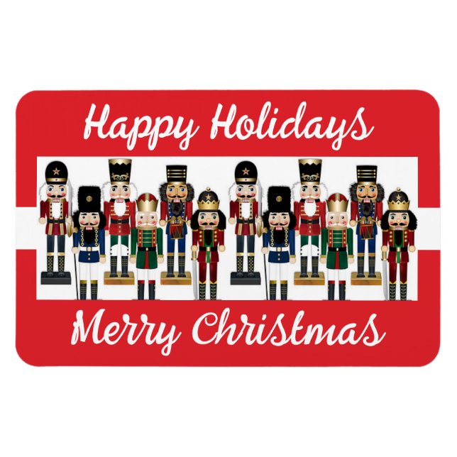 Bold Nutcrackers Custom Text Christmas Frig Magnet (Horizontal)