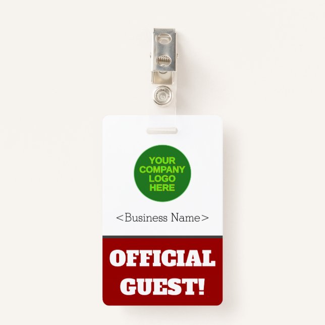 Bold "OFFICIAL GUEST!" Badge ID Badge (Front with Clip)
