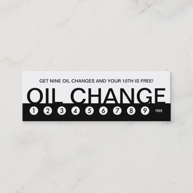 bold OIL CHANGE customer loyalty Card (Front)