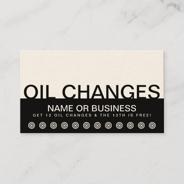 bold OIL CHANGES customer loyalty card (Front)