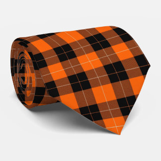 Bold Orange and Black Buffalo Plaid Tie