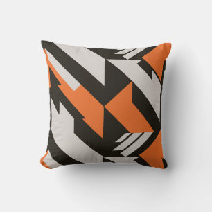 Bold Orange and Black Geometric Design Cushion