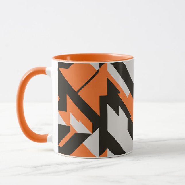 Bold Orange and Black Geometric Design Mug (Left)