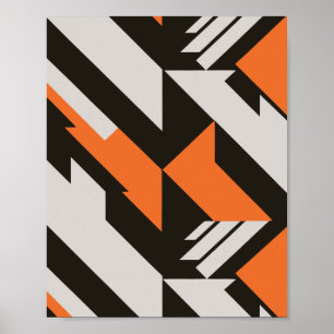 Bold Orange and Black Geometric Design Poster