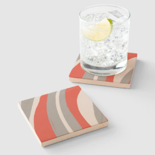 Bold Orange and Gray Abstract  Stone Coaster