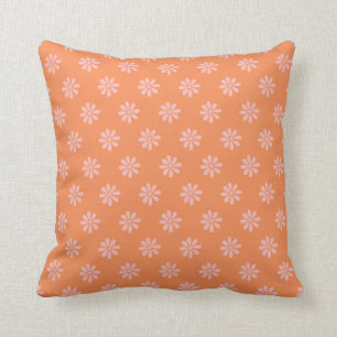 Bold Orange and Pink Daisy pattern Cushion
