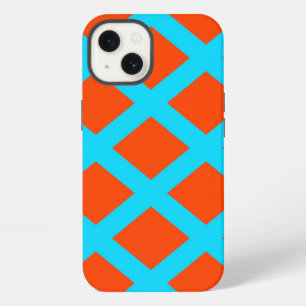 Bold Orange and Turquoise Blue Squares Pattern iPhone Case
