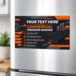 Bold Orange Armour Pressure Washing Graphic Magnetic Business Card